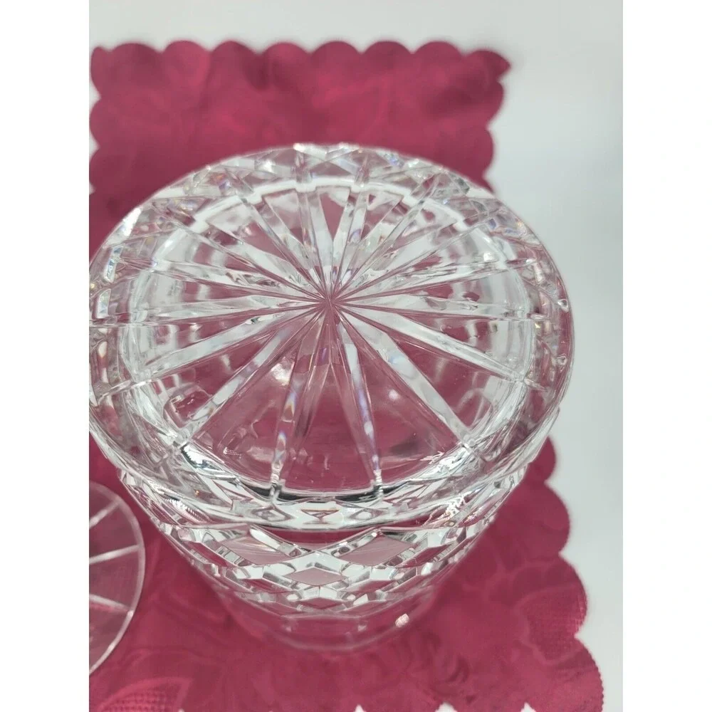 Vintage Lead Crystal Biscuit Barrel Apothecary‎ Jar Diamond Cut Glass with Lid